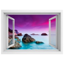 Vinilos ventana 3d atardecer en el mar